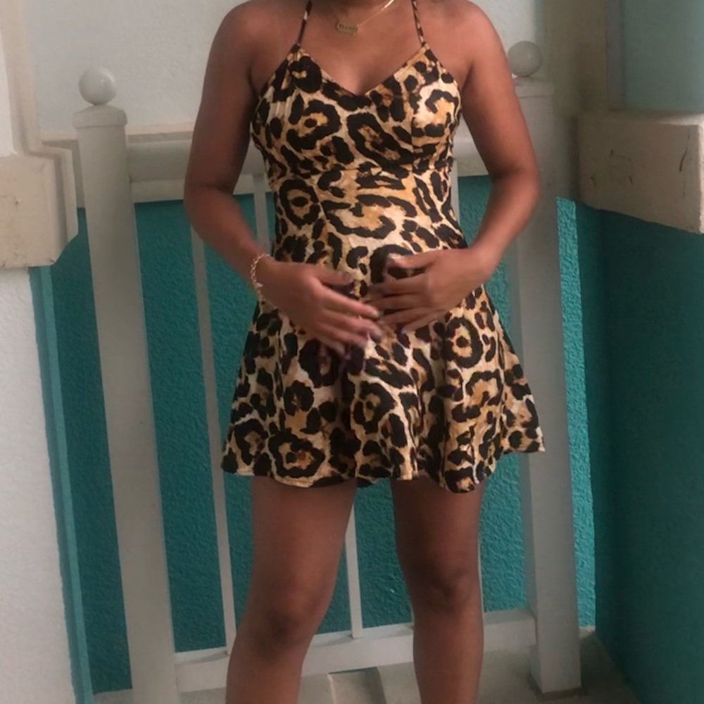 Animal print satin short dress